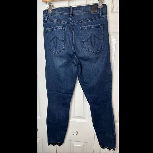 Anthro LEVEL 99 Tanya High Rise Ultra Skinny Denim Jeans In Elegant Lace Trim - Picture 7 of 13